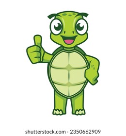 turtle cartoon character vector thumbs up