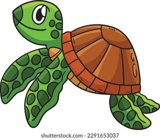 Turtle Cartoon Colored Clipart Illustration
