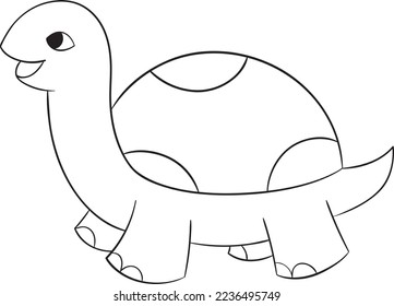 Turtle Cartoon Illustration Vector Line Art