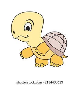 Turtle Cartoon Illustration Vector On Trendy Design.