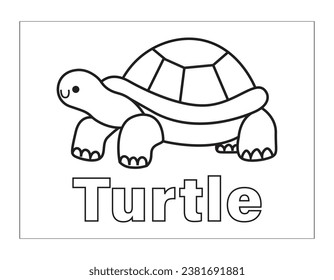 Turtle cartoon line art for coloring book page