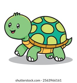 Turtle Cartoon with Smile and Happy Face, good for Meme or Design Element