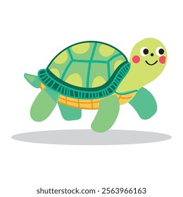 Turtle Cartoon with Smile and Happy Face, good for Meme or Design Element