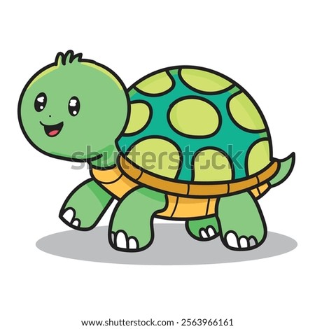 Turtle Cartoon with Smile and Happy Face, good for Meme or Design Element