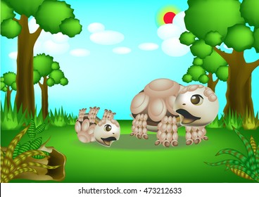 Turtle cartoon vector.