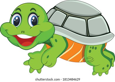 Turtle cartoon vector art and illustration