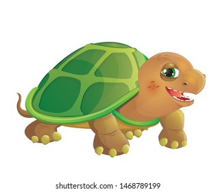 Turtle. Cartoon vector character. Help reptiles. Isolated on white background.