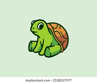 Turtle Character Illustration with a Smiling Face and Colorful Shell Cute and Playful Cartoon Vector Illustration 