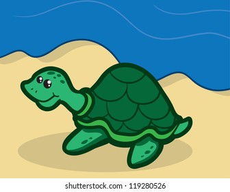Turtle character on the beach