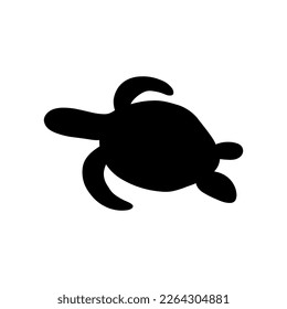 Turtle Character sea animal on deep background. Wild life illustration. Underwear world. Vector illustration.