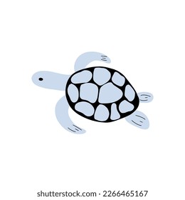 Turtle Character sea animal on deep background. Wild life illustration. Underwear world. Vector illustration.