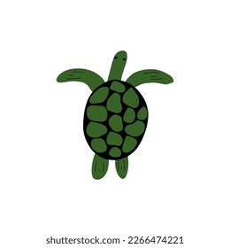 Turtle Character sea animal on deep background. Wild life illustration. Underwear world. Vector illustration.