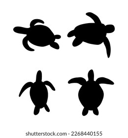 Turtle Character sea animal on deep background. Wild life illustration. Underwear world. Vector illustration.