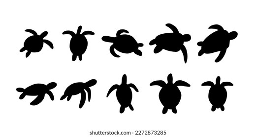 Turtle Character sea animal on deep background. Wild life illustration. Underwear world. Vector illustration.