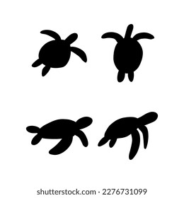 Turtle Character sea animal on deep background. Wild life illustration. Underwear world. Vector illustration.