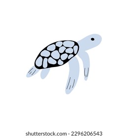 Turtle Character sea animal on deep background. Wild life illustration. Underwear world. Vector illustration.