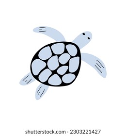 Turtle Character sea animal on deep background. Wild life illustration. Underwear world. Vector illustration.