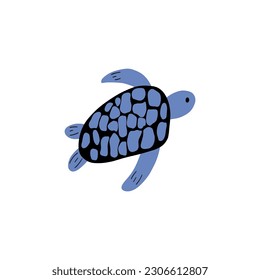 Turtle Character sea animal on deep background. Wild life illustration. Underwear world. Vector illustration.