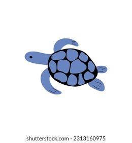 Turtle Character sea animal on deep background. Wild life illustration. Underwear world. Vector illustration.