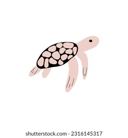 Turtle Character sea animal on deep background. Wild life illustration. Underwear world. Vector illustration.