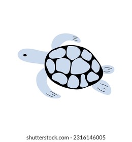 Turtle Character sea animal on deep background. Wild life illustration. Underwear world. Vector illustration.