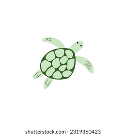 Turtle Character sea animal on deep background. Wild life illustration. Underwear world. Vector illustration.