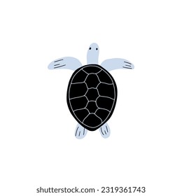 Turtle Character sea animal on deep background. Wild life illustration. Underwear world. Vector illustration.