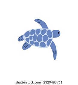 Turtle Character sea animal on deep background. Wild life illustration. Underwear world. Vector illustration.