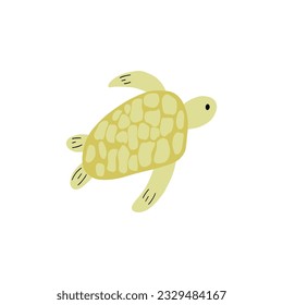 Turtle Character sea animal on deep background. Wild life illustration. Underwear world. Vector illustration.