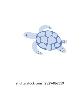 Turtle Character sea animal on deep background. Wild life illustration. Underwear world. Vector illustration.