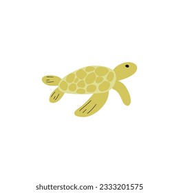 Turtle Character sea animal on deep background. Wild life illustration. Underwear world. Vector illustration.