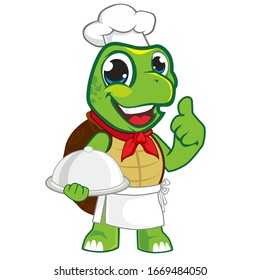 Turtle chef mascot cartoon in vector