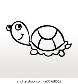 Turtle children's coloring outline drawing black and white monochrome