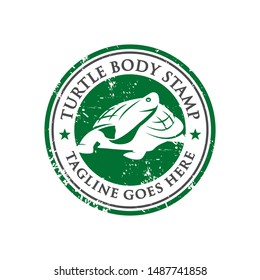 turtle circle animal stamp logo design