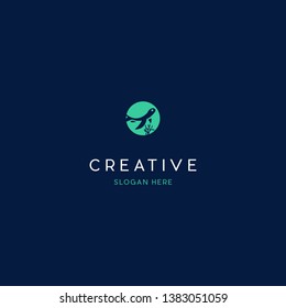 Turtle Circle Coral Creative Vector Logo Design