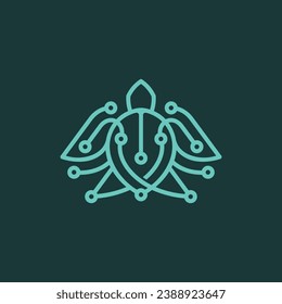 Turtle Circuit modern logo design, Line Art Linear Flat Vector Logo Design template