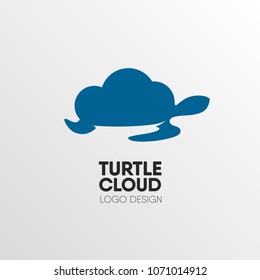 Turtle cloud logo template design.