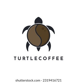 Turtle coffee bean logo design concept