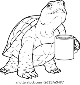 Turtle Coffee Cup Animal Vector Graphic Art Illustration