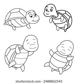 Turtle collection. Hand drawn vector art. doodles