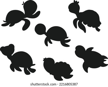 Turtle collections isolated vector Silhouettes