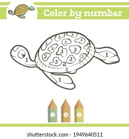 Turtle Color By Numbers Coloring Page Stock Vector (Royalty Free ...