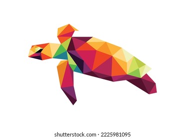 Turtle in colorful Polygon. Turtle Low poly abstract Vector. Turtle colorful logo Illustration