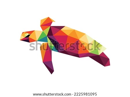 Turtle in colorful Polygon. Turtle Low poly abstract Vector. Turtle colorful logo Illustration