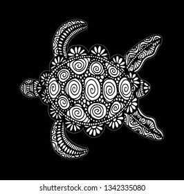 Turtle coloring book for adults vector illustration. Anti-stress coloring for adult. Zentangle style. Black and white lines, hand drawing svg