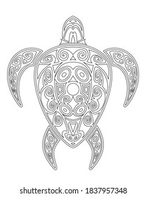 Turtle coloring book for children and adults vector illustration.  Drawing zentangle turtle for anti-stress coloring page, shirt design effect, logo, tattoo and decoration. Black and white.