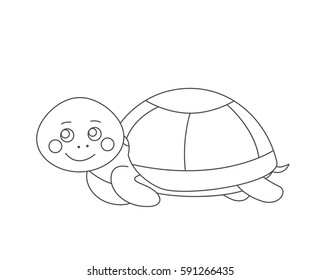 Turtle for coloring book. Isolated on white background. Line art design. Vector illustration