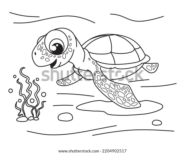 Turtle Coloring Book Coloring Book Kids Stock Vector (Royalty Free ...