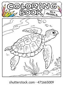 Turtle - Coloring Book Pages - SEA ANIMALS COLLECTION - Page No. 6