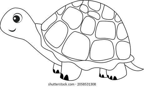 Turtle coloring cartoon vector art and illustration